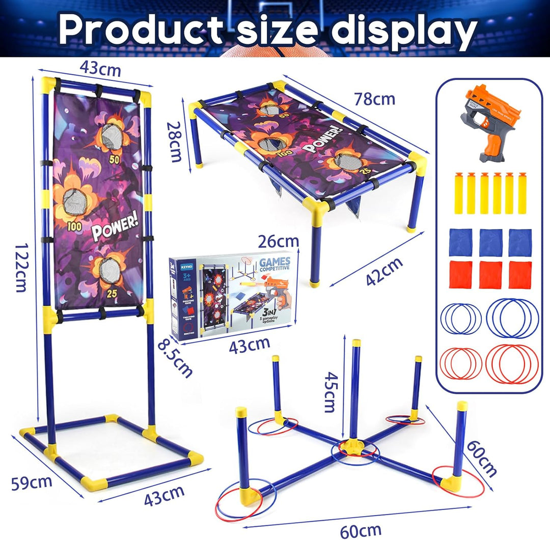 JOYBOY Spielzeug für Kinder, Spielzeug ab 6 7 8 9 10 11 12 Jahre, 3 in 1 Cornhole & Schiessspiele &