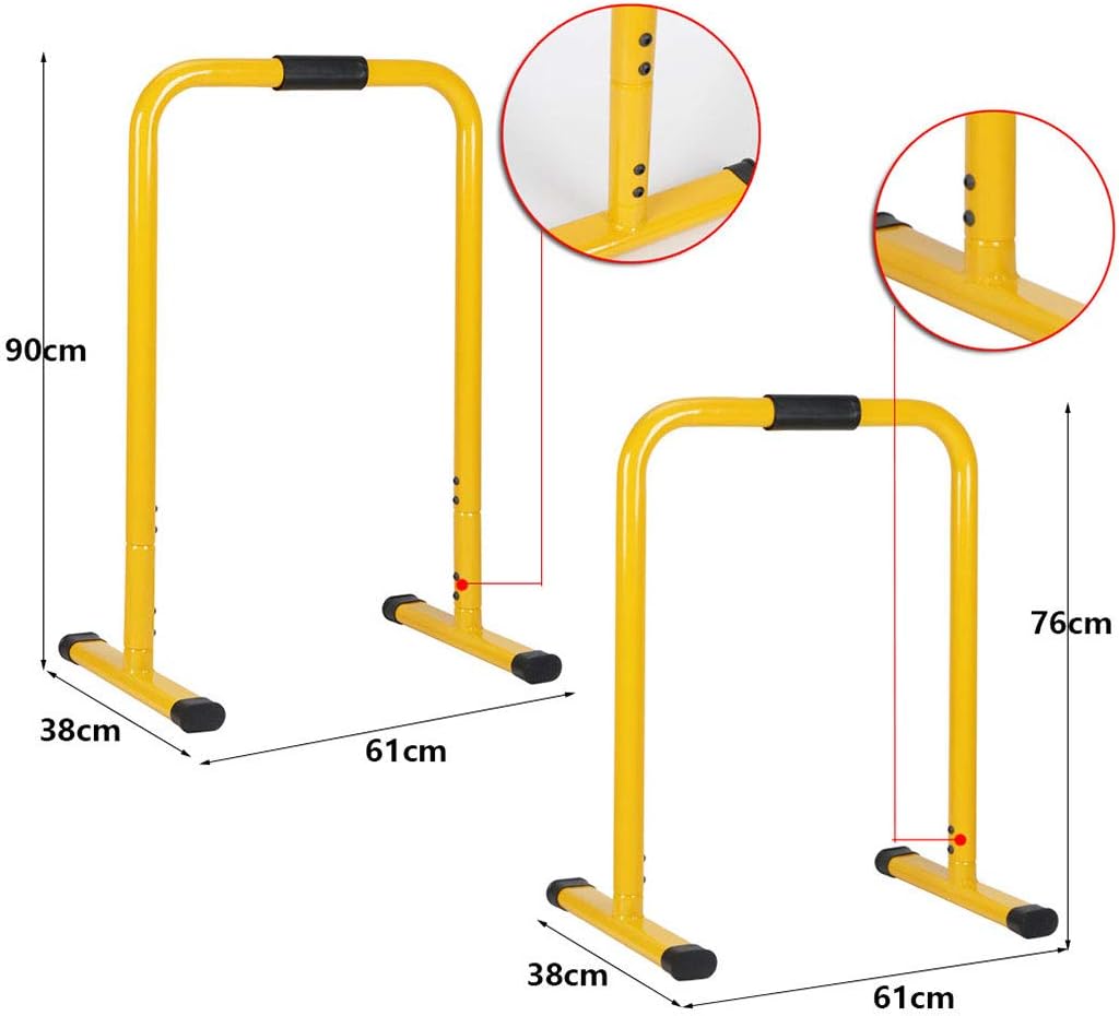 JH Verstellbar 76-90 * 61 * 38 cm Fitness Equalizer Dip Station Krafttraining Liegestütz belastbar a