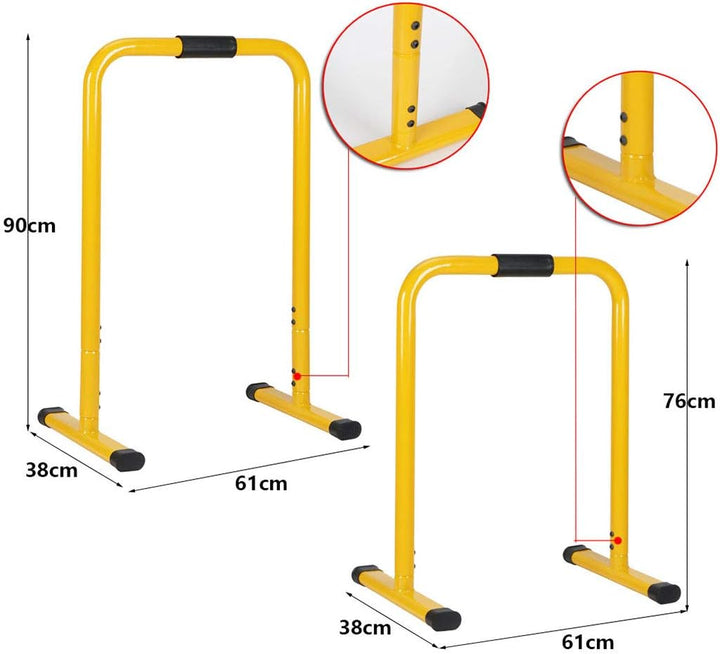 JH Verstellbar 76-90 * 61 * 38 cm Fitness Equalizer Dip Station Krafttraining Liegestütz belastbar a