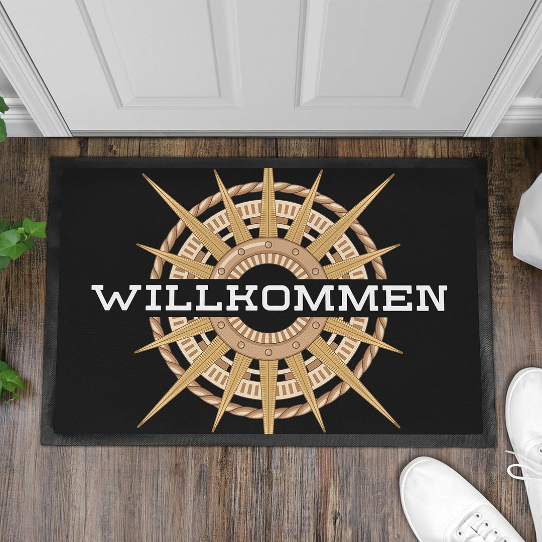 Trendation - Willkommen Fussmatte Grafik Schmutzfangmatte Geschenk Aussen Innenbereich 60x40 cm Wasc