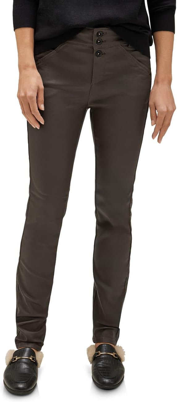 Street One Damen Hose Slim Coating 34W / 32L Falcon Brown, 34W / 32L Falcon Brown