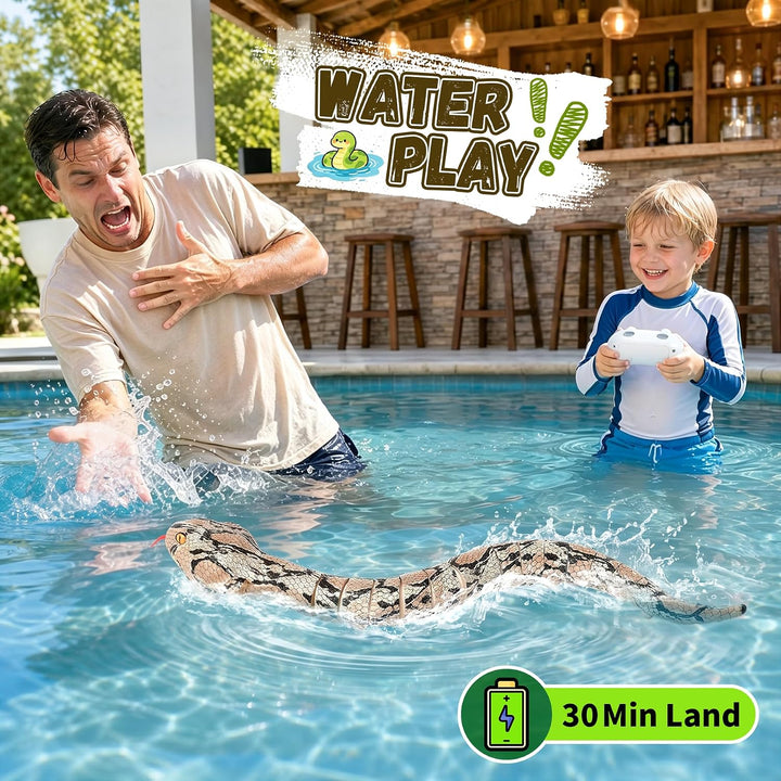 Amphibisches Ferngesteuertes Schlangen Spielzeug, 64cm RC Schlange, Wasserdichtes Pool Scherzartikel