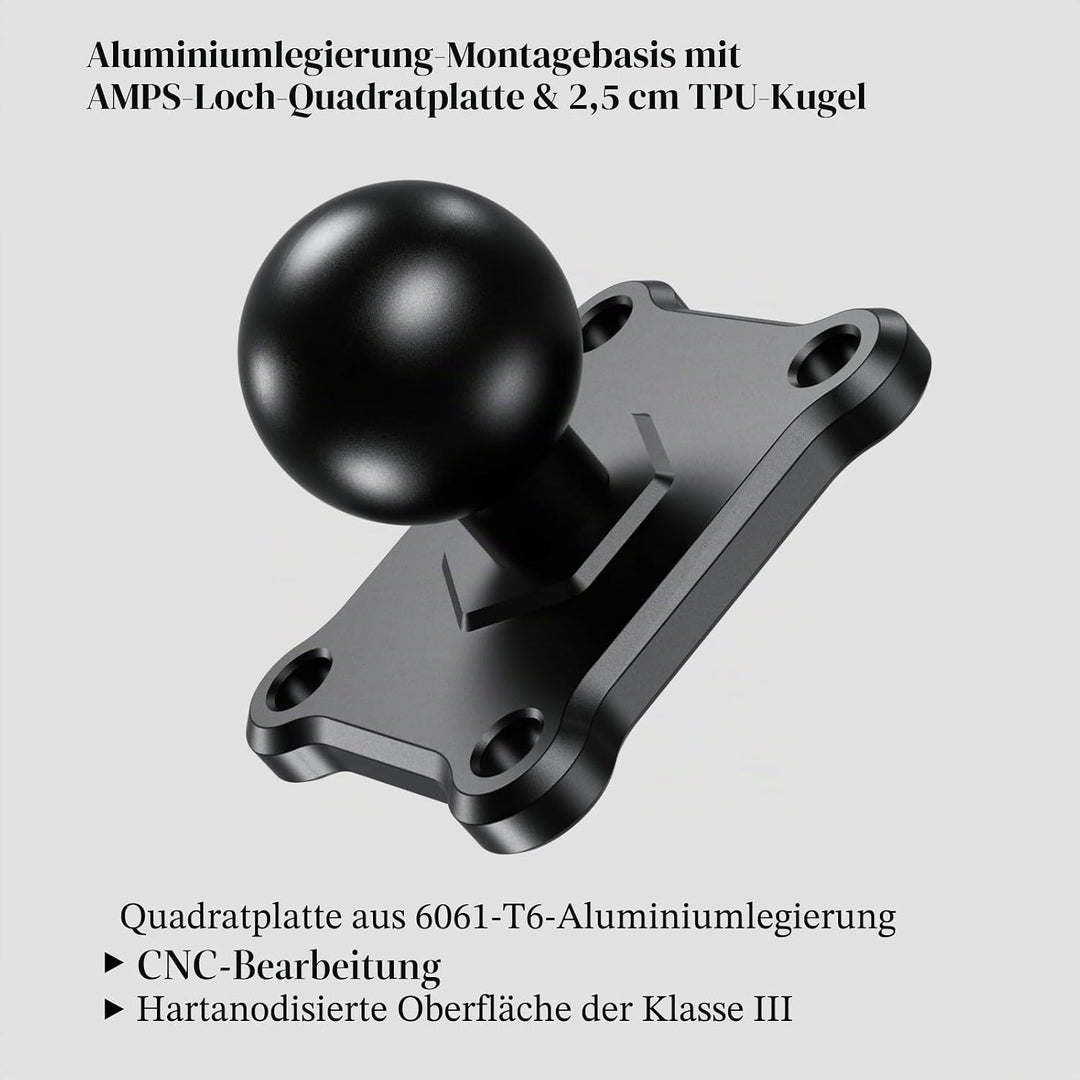 BRCOVAN 2 Stück, 1'' Kugelhalterung mit Aluminiumlegierung 4-Loch-AMPS Quadratische Plattenbasis, Ko
