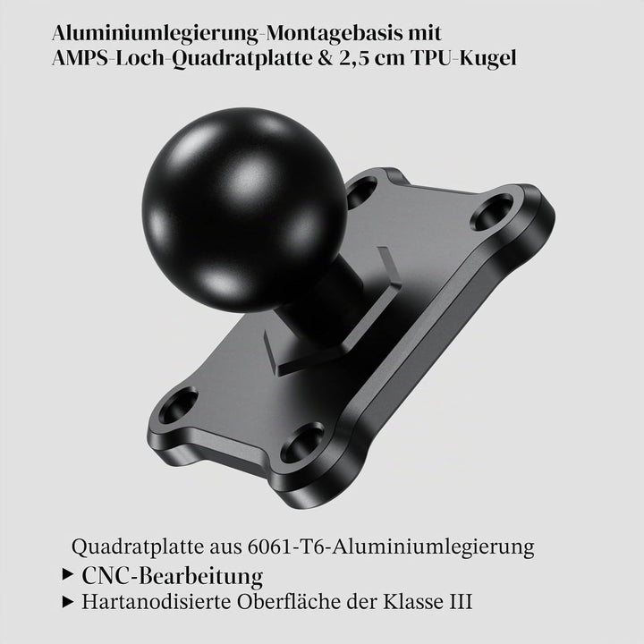 BRCOVAN 2 Stück, 1'' Kugelhalterung mit Aluminiumlegierung 4-Loch-AMPS Quadratische Plattenbasis, Ko