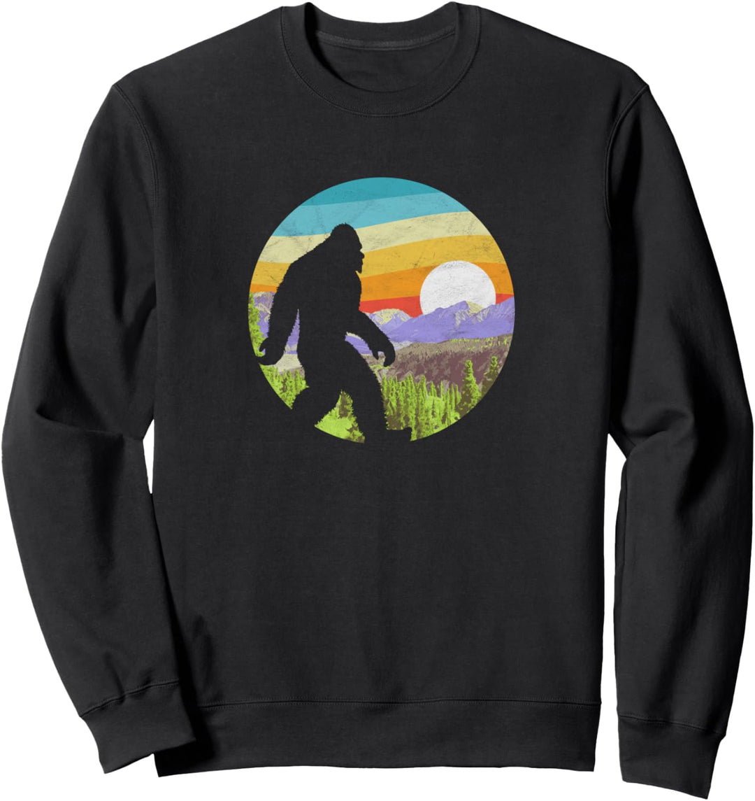 Retro Bigfoot Pacific Northwest Mountains Vintage Nature Sweatshirt