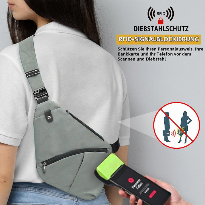 Umhängetaschen Herren RFID Wasserfeste Mini Bauchtasche Mehrere Taschen Schultertasche Anti-Diebstah