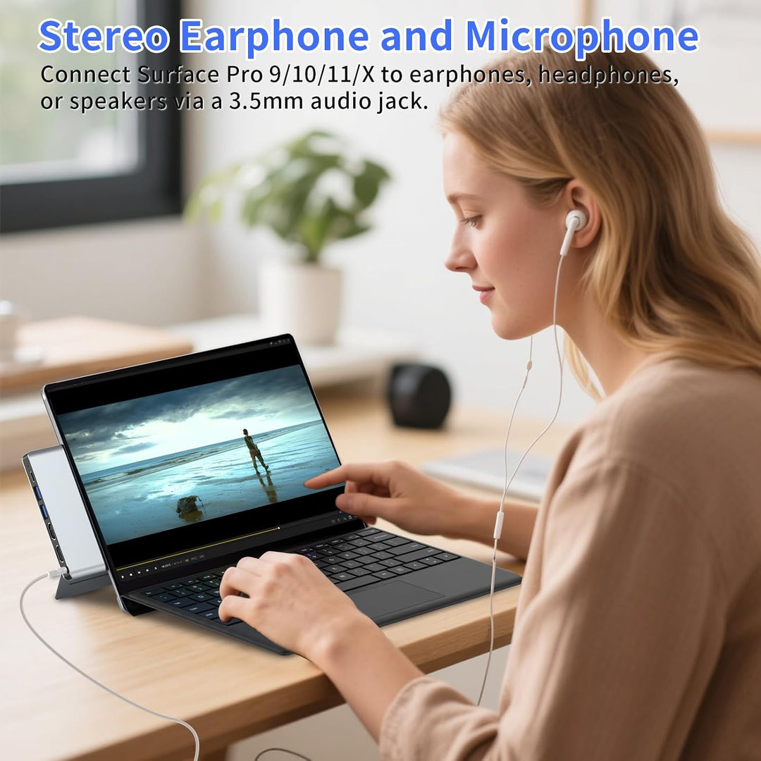 Surface Pro 11/10/9 Hub Dockingstation mit Dual HDMI 4K@60Hz, USB C Thunerbolt 4 (8K Video+40Gbps+10