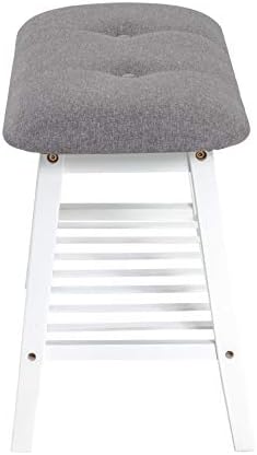 HAKU Möbel Schuhbank, Bambus, weiss-grau, B 60 x T 30 x H 44 cm Weiss-grau 60 x 30 x 44 cm, Weiss-gr
