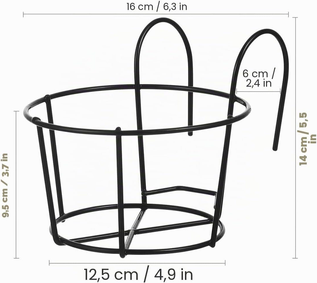 YARNOW 5er Pack Blumentopfhalter Hängend für Balkon Geländer Eisen Pflanzkorb Schwarz Blumenständer