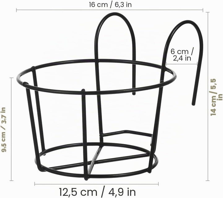 YARNOW 5er Pack Blumentopfhalter Hängend für Balkon Geländer Eisen Pflanzkorb Schwarz Blumenständer