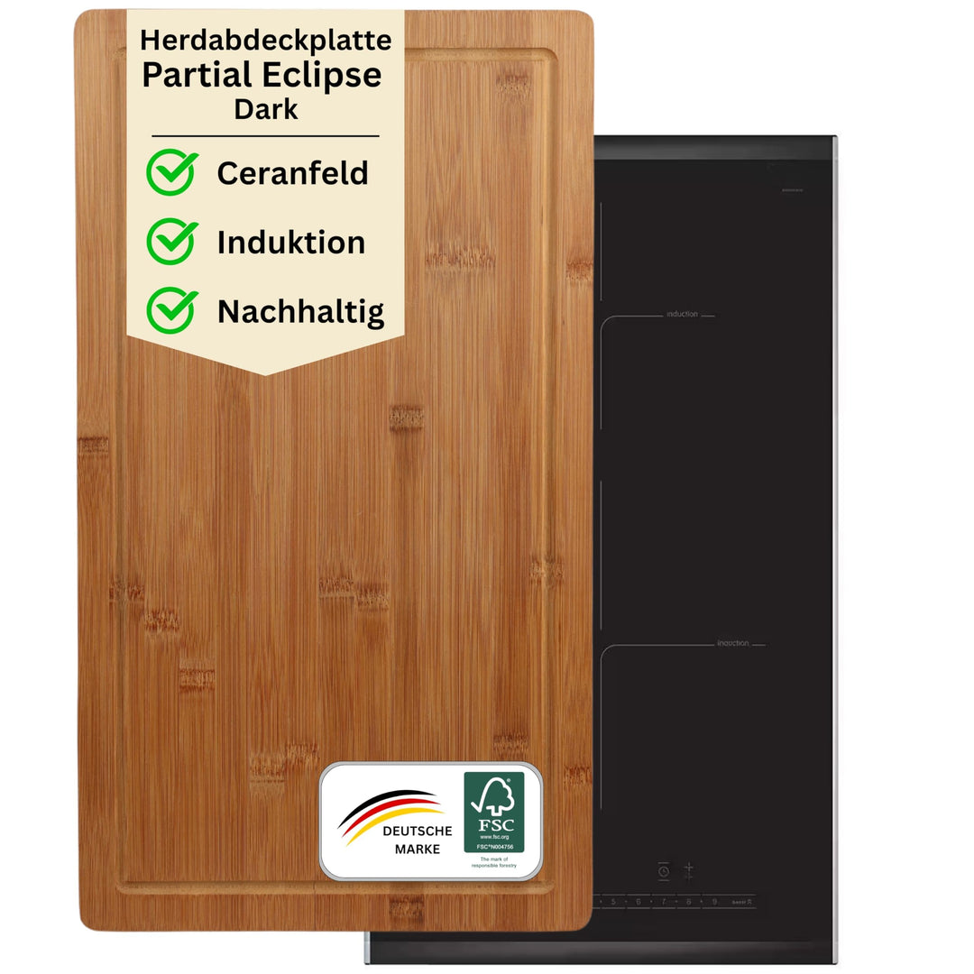 MOON HOME Schneide- und Abdeckplatte - Partial Eclipse Dark, aus nachhaltigem FSC Bambus/Holz, antib