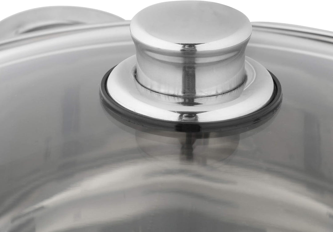 axentia Universaltopf in Silber, Topf mit Glasdeckel und Drahtgriffen, Kochtopf aus rostfreiem und p