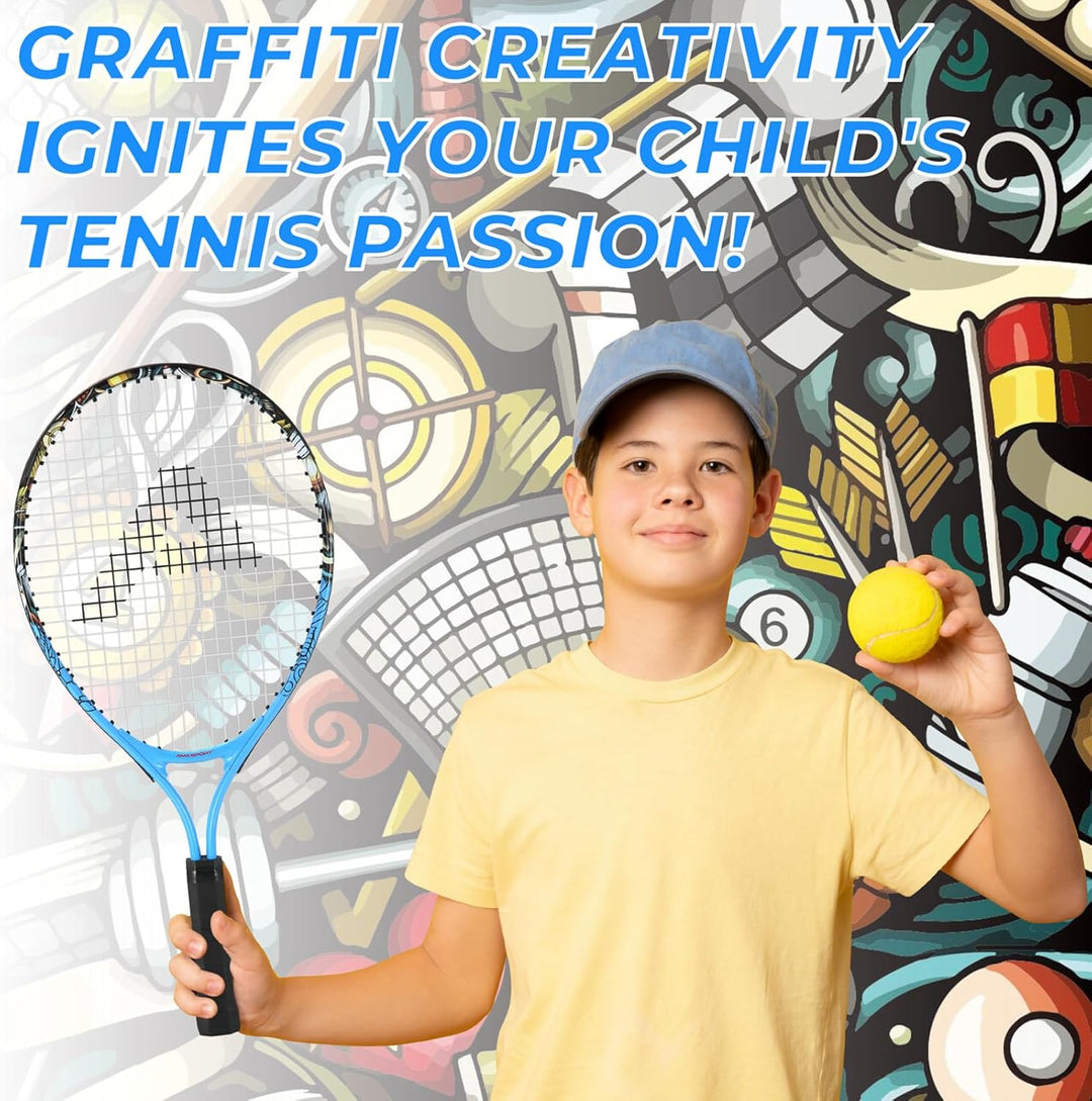 AMA SPORT - Junior-Tennisschläger für Kinder von 2–12 Jahren – Jungen & Mädchen – mit Nylon-Tragetas