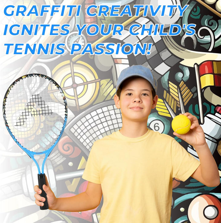 AMA SPORT - Junior-Tennisschläger für Kinder von 2–12 Jahren – Jungen & Mädchen – mit Nylon-Tragetas