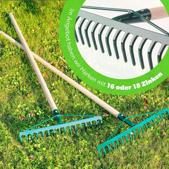 KADAX Rechen, breite Harke für Garten, Beet, Rasen, Gartenharke, Bügelrechen, Rasenrechen aus Metall