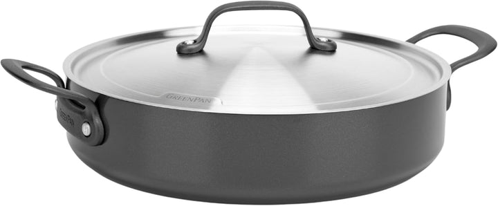 GreenPan Craft Hartanodisierte gesunde keramische Antihaft-Schmorpfanne 30 cm/4,9 Liter mit Deckel,