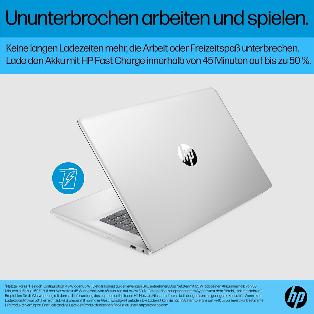 HP Laptop mit 17,3" FHD Display, AMD Ryzen 5 7520U, 16GB DDR5 RAM, 512 GB SSD, AMD Radeon-Grafik, Wi