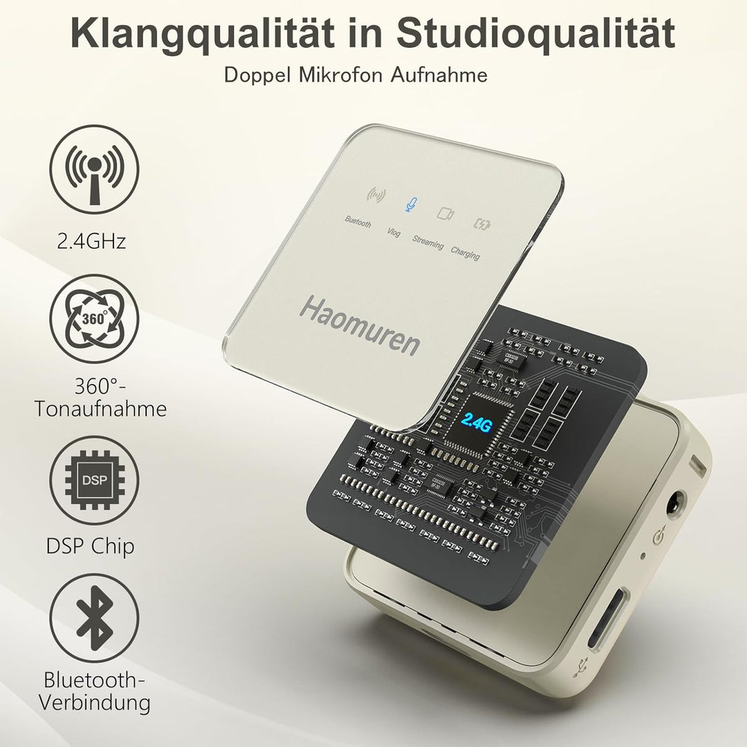 Kabelloses Lavalier-Mikrofon 2er-Pack, kabelloses Mikrofon, kompatibel mit *Phone/Android/Kamera/PC,