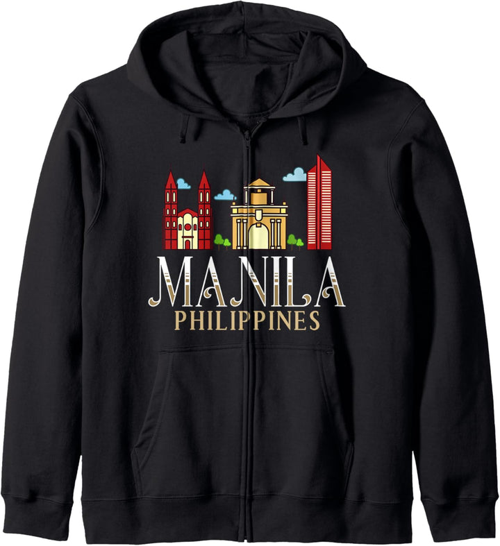 Manila Philippinen Stadt Skyline Karte Reisen Kapuzenjacke