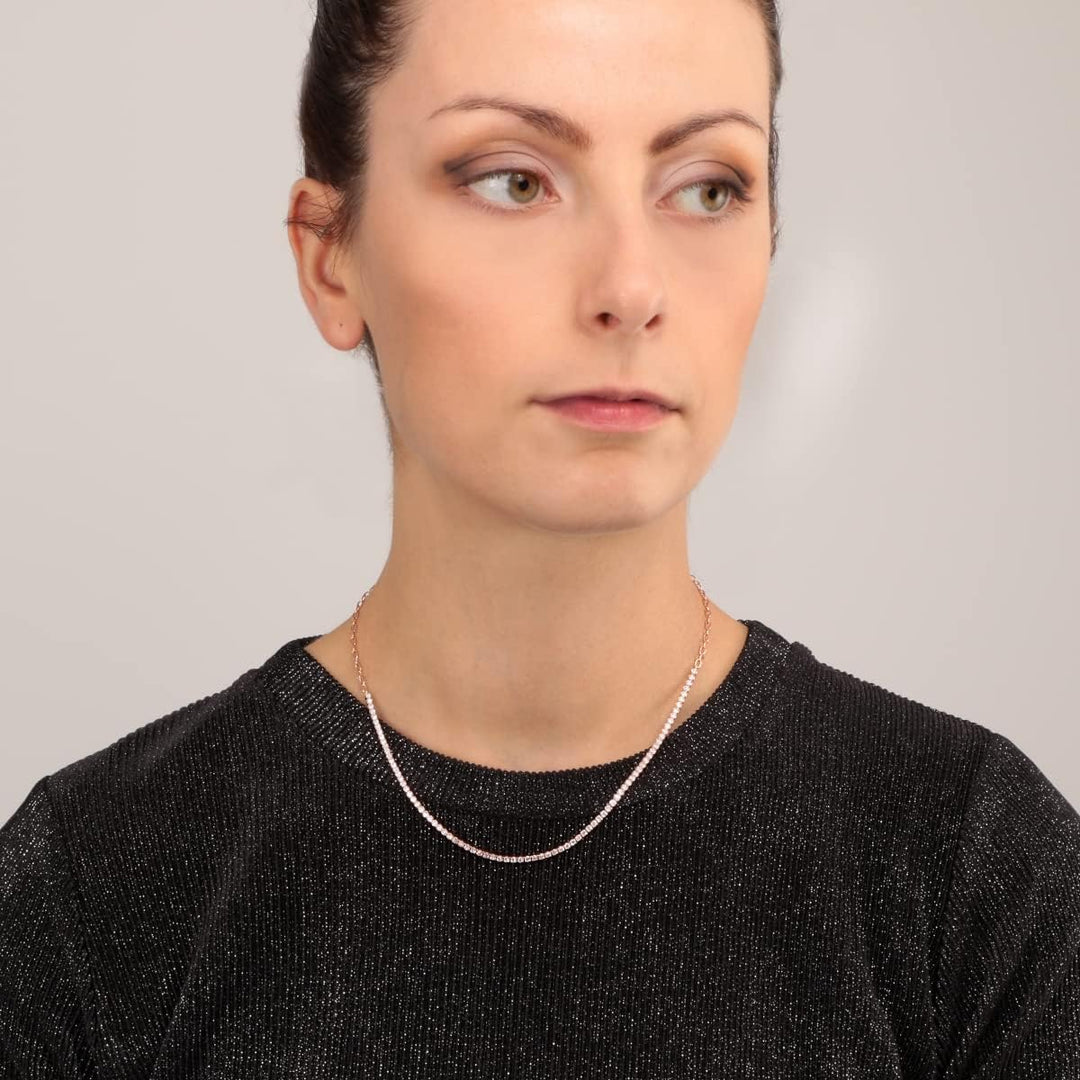 Bluespirit ESSENTIAL Collana Donna in Argento 925 Rosè, Zirconi - P.25R210001200