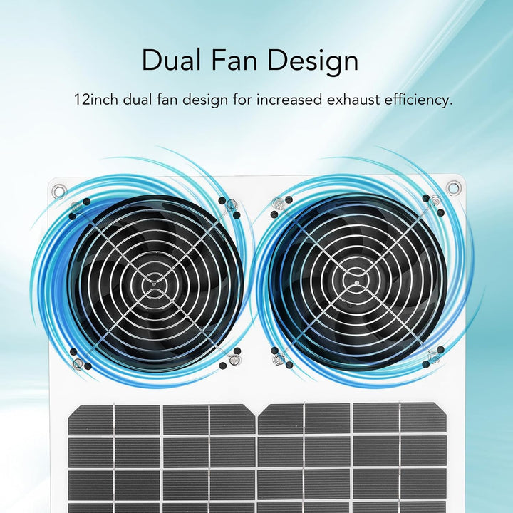 Solar-Doppellüfter-Kit, 100 W Solarbetriebener Ventilator Wasserdicht Solarbetriebener Ventilator So