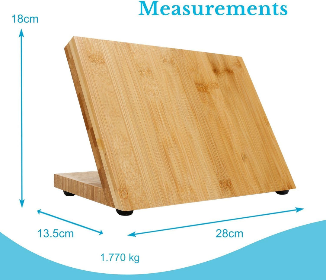 INTIRILIFE Magnetisches Messerbrett aus Bambus Braun 28 x 18 x 13.5 cm – Holz Messerblock mit Starke