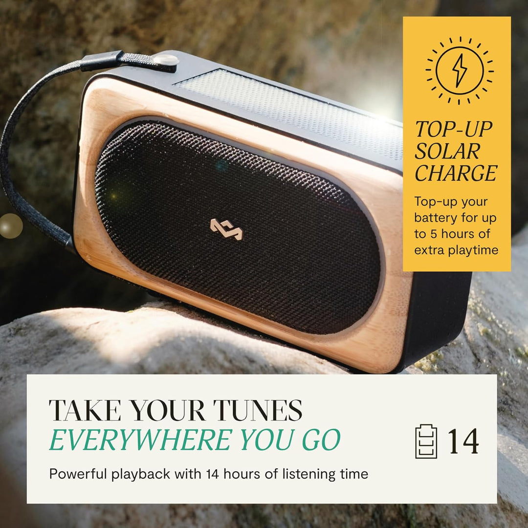 Marley House of Roots Solar Bluetooth Lautsprecher – Kleine tragbare Solar Lautsprecher Bluetooth Bo