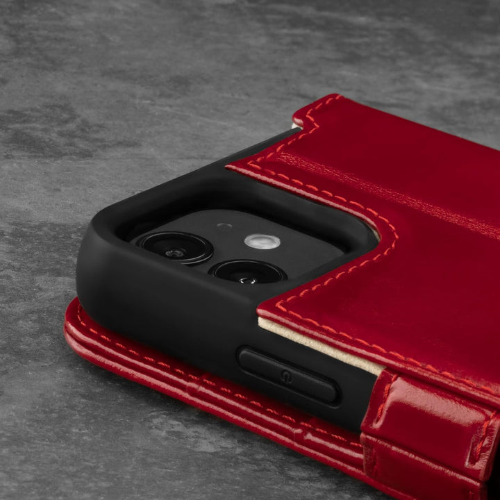 TORRO Hülle kompatibel mit iPhone 12 / iPhone 12 Pro - Echte Lederhülle mit Kartenfächern und horizo
