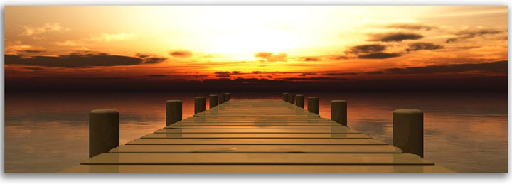 Feeby Frames, Leinwandbild, Bilder, Wand Bild, Wandbilder, Kunstdruck 60x150cm, Steg, Meer, Wasser,