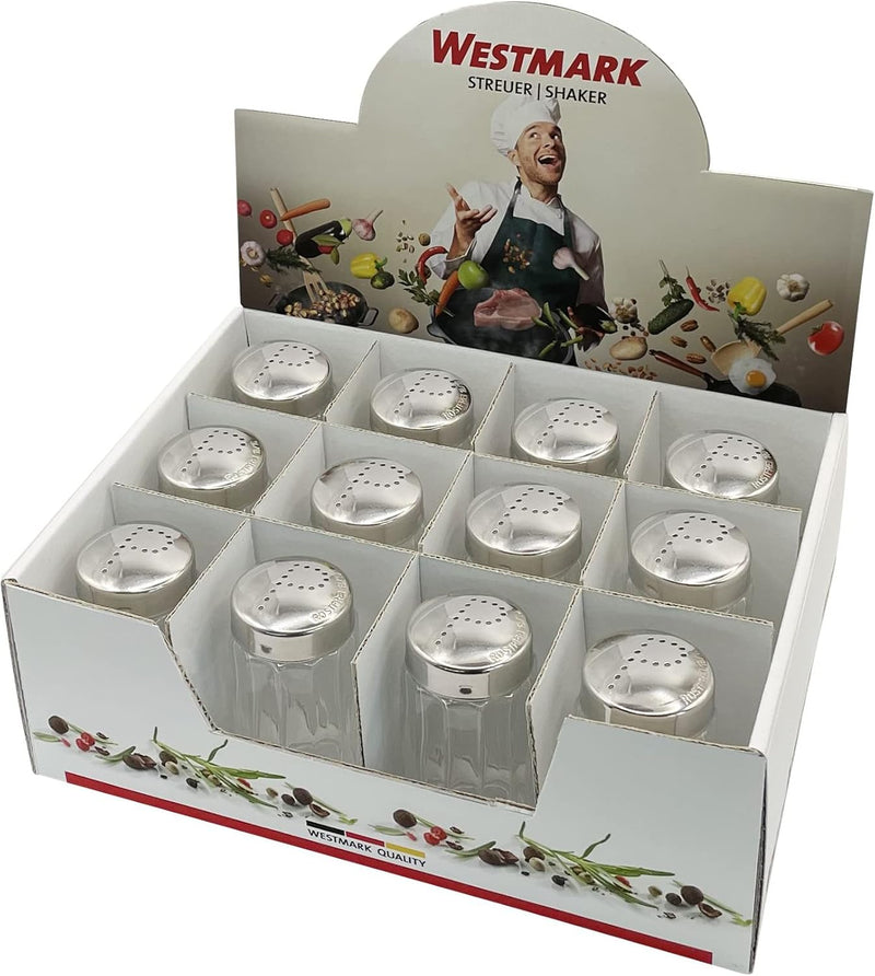 Westmark Pfefferstreuer-Display, Inhalt: 12 Streuer, Fassungsvermögen: je 50 ml, Glas/Rostfreier Ede