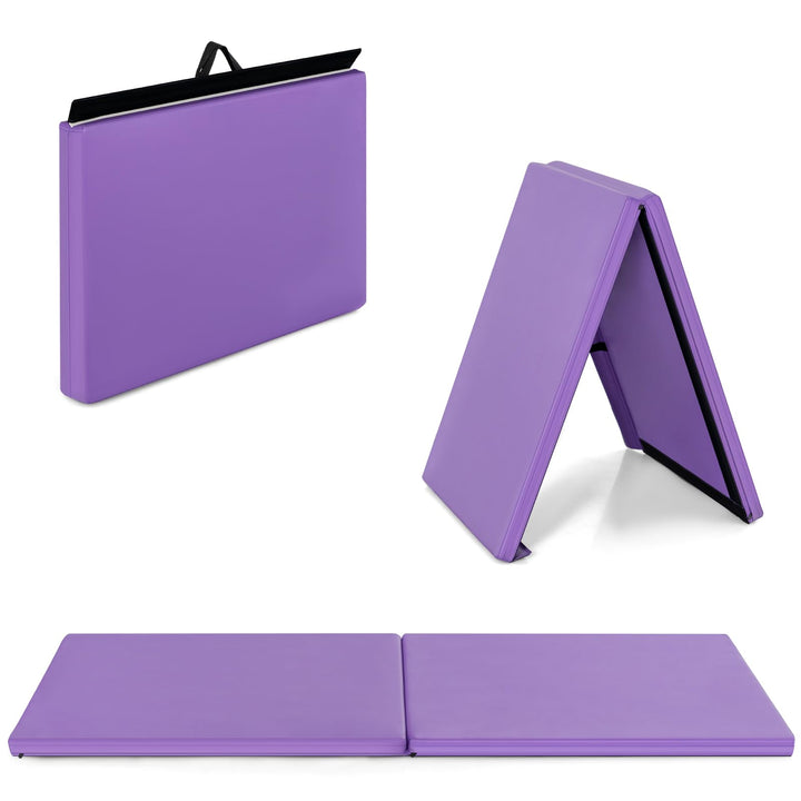 COSTWAY 180x60x4cm Weichbodenmatte, 2 Fach klappbare Gymnastikmatte, Yogamatte mit Klettverschluss u