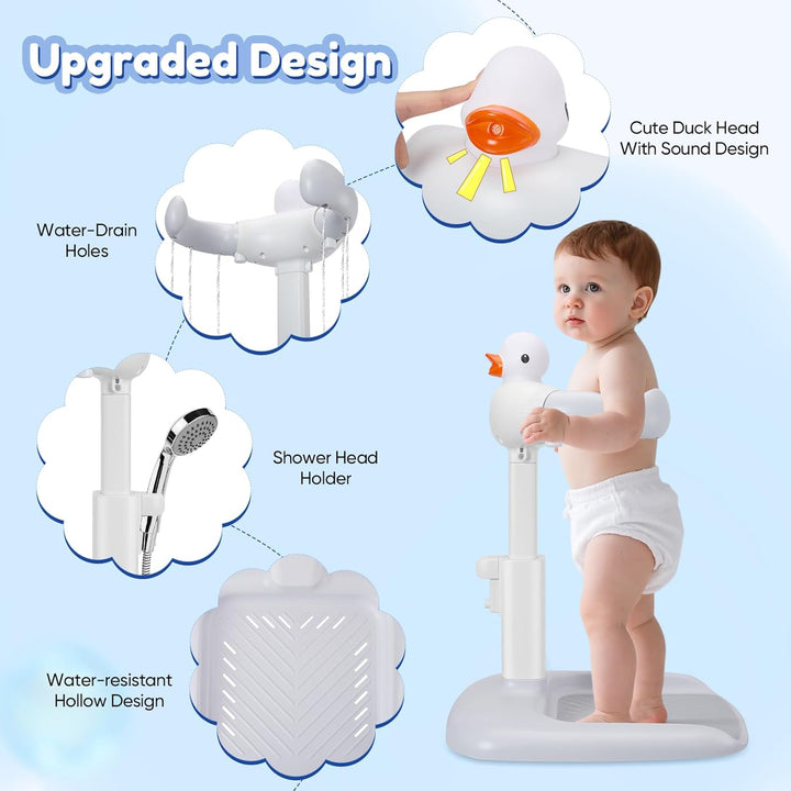 Baby Badewannenständer Duschständer Höhenverstellbar,Baby Dusche Ständer mit AntiRutsch-Basis,Stehhi