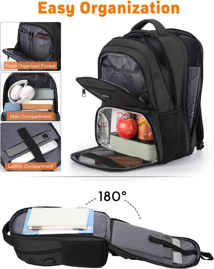 kadilong Lunch Rucksack Herren,Gross Lunch Rucksack 17,3 Zoll für Arbeit Reisen Schule Picknick Uni