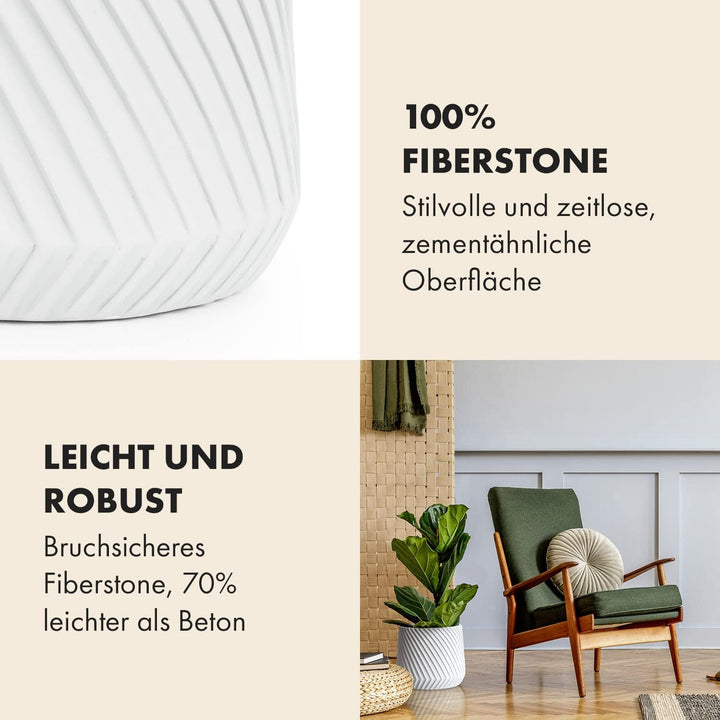 Fox&Fern Übertopf M mit 3D Riffelung - Blumentopf Gross inkl. Wasserabfluss - Blumentopf hoch 24cm -
