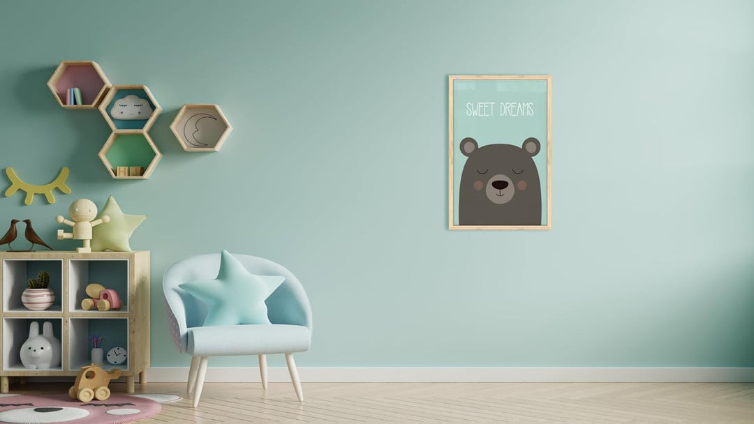 ALLboards Whiteboard Schreibtafel Memoboard Bild Teddybär „Sweet Dreams“, Pastellfarben, 60x40cm im