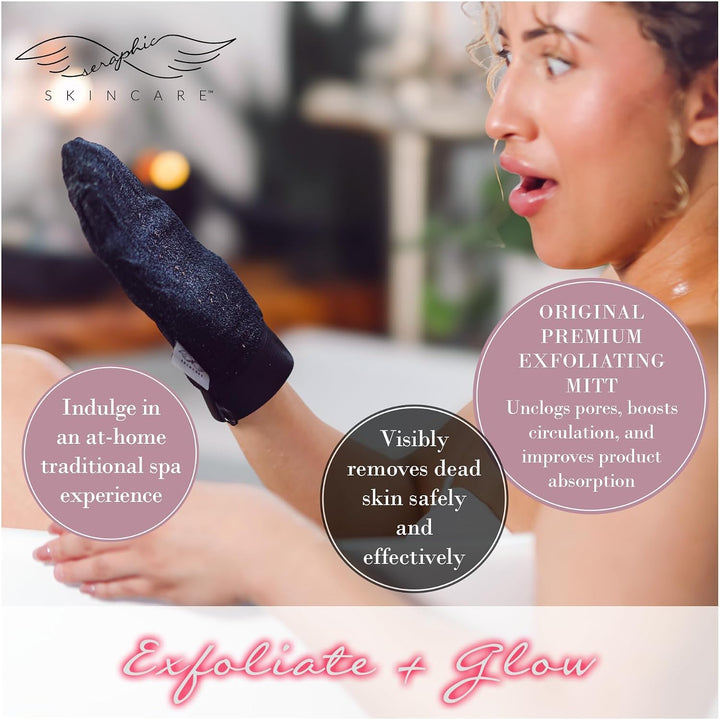 Seraphic Skincare (Original) Premium Exfoliating Mitt for Body (2 pc) – veganes Körperpeeling
