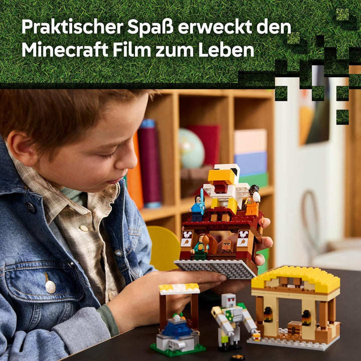 LEGO Minecraft Angriff des Ghast-Ballons - Gaming Spielzeug - Steves Haus, 4 Minifiguren - Iron Gole