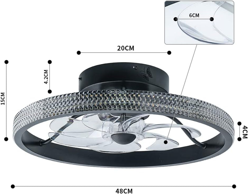 ELINKUME 48CM Deckenventilator mit Beleuchtung und Fernbedienung Leise, Deckenleuchte mit Ventilator