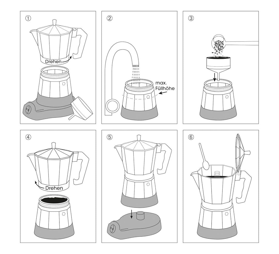 cilio Espressokocher Classico für 6 Tassen | elektrisch 480W | Ø 11,5 cm Höhe: 25 cm | Aluminium | S