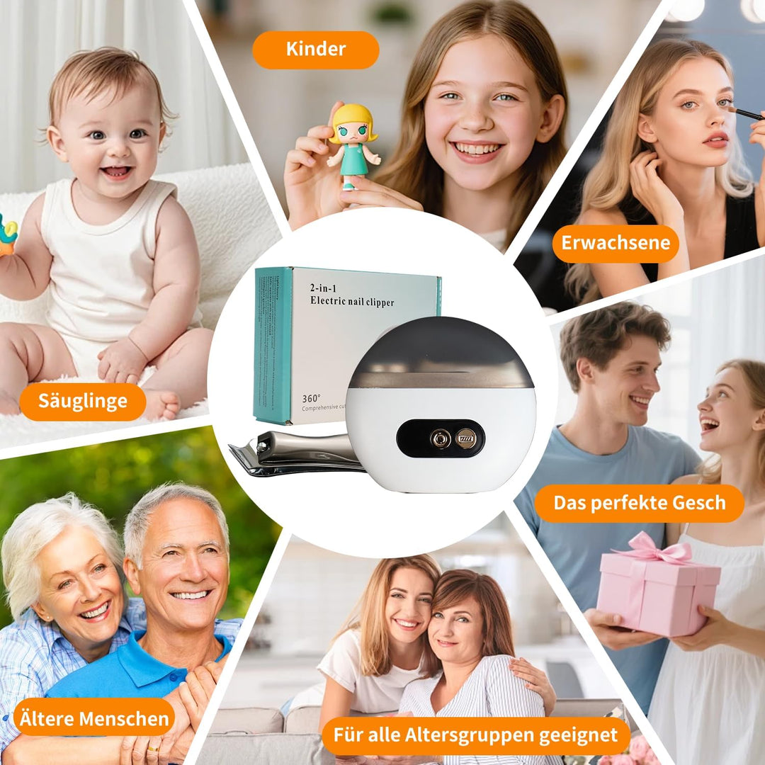 Elektrischer Nagelknipser, 2025 Verbessertes Nail Trimmer Beinhaltet 2 in 1 Electric Nail Clippers &