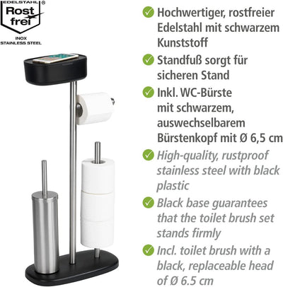 WENKO Stand WC-Garnitur mit Box Rivazza, mit integriertem Toilettenpapierhalter, WC-Bürstenhalter, E