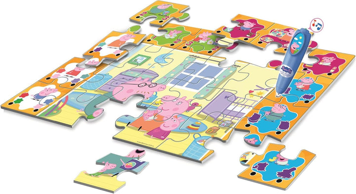 Clementoni Quiz-Bodenpuzzle - Peppa Pig - Interaktives Puzzle mit Stift, Lernspiel für Kinder ab 3 J
