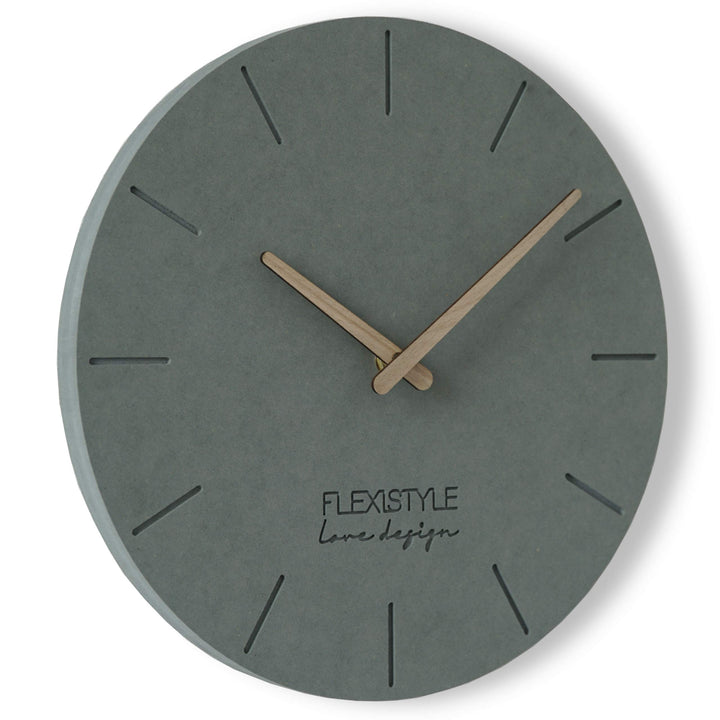 FLEXISTYLE Wanduhr ohne tickgeräusche ECO 30cm, Wohnzimmer, Schlafzimmer, in Europa hergestellt (Gra