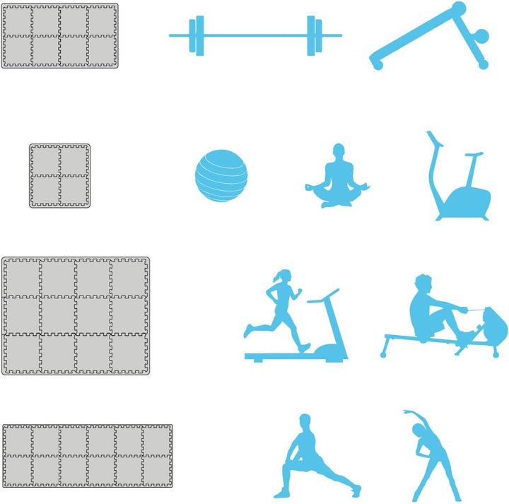 eyepower Profi Kampfsportmatte Dicke 2cm - Judo Matten für Zuhause 63x63cm - Tatami Matte Home Gym M