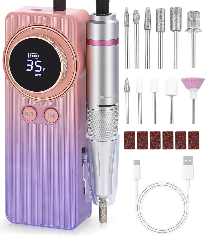 Elektrische Nagelfräser 35000 U/min,Electric Nail Drill Kit,Professionell Maniküre set, Tragbarer Na