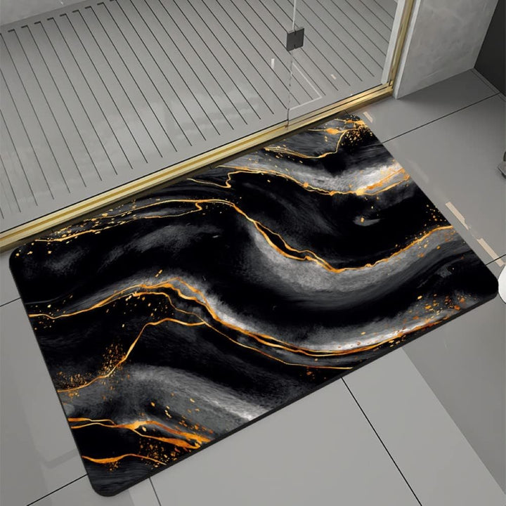 Tobil Badematte Badteppich rutschfest saugfähig Badvorleger verschiene Motive 40x60-50x80cm (Schwarz