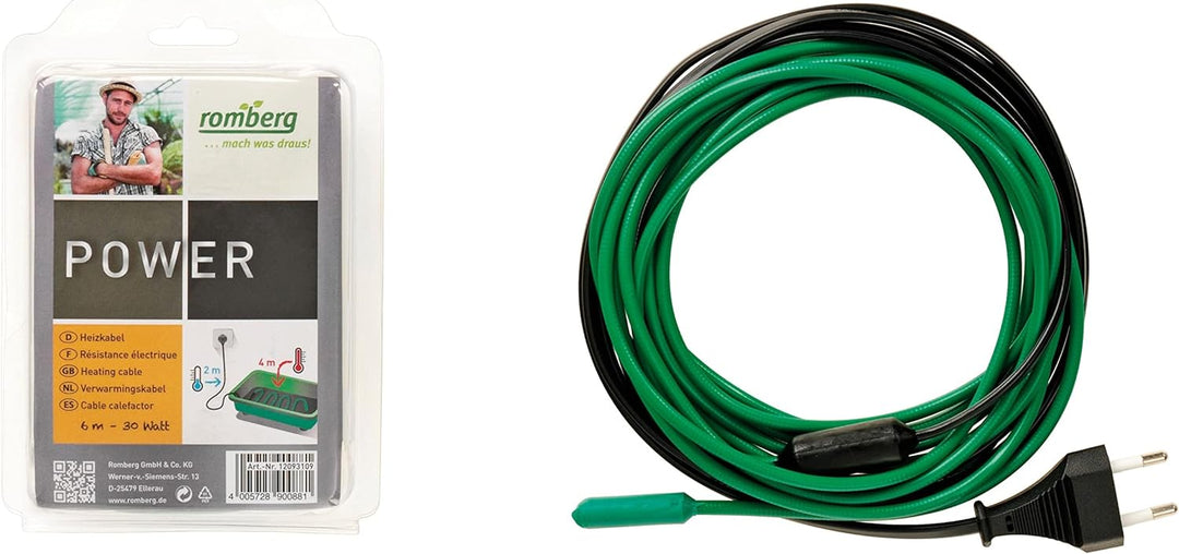 Romberg Heizkabel M 6 m (4 m heizbar) 30 Watt - 12093109, Grün / Schwarz