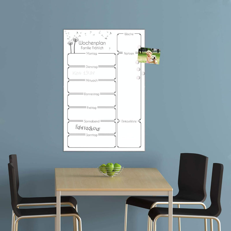 BANJADO Kalender beschreibbar aus Glas | Familienkalender 60cm x 40cm gross | Planer abwischbar mit