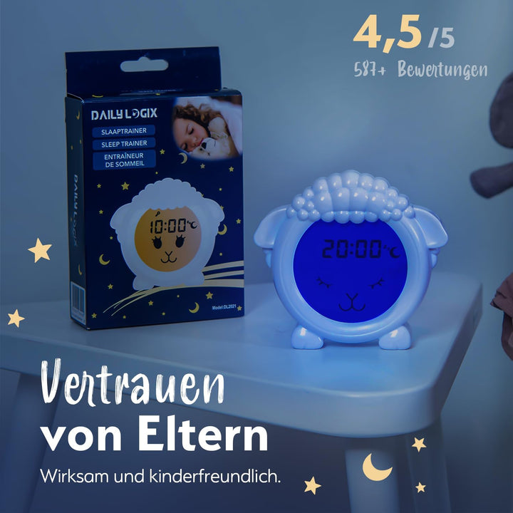 Schlaftrainer, Schaf, Lernwecker für Kinder, LED-Kinderwecker, Lernwecker, Einschlafen und Aufwachen