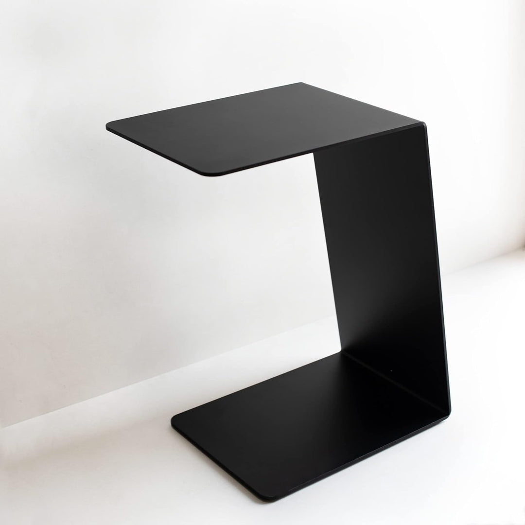 MILUKA Beistelltisch schwarz Metall 30 x 40 cm | Kleiner Tisch c Form ideal as Wohnzimmertisch, Couc